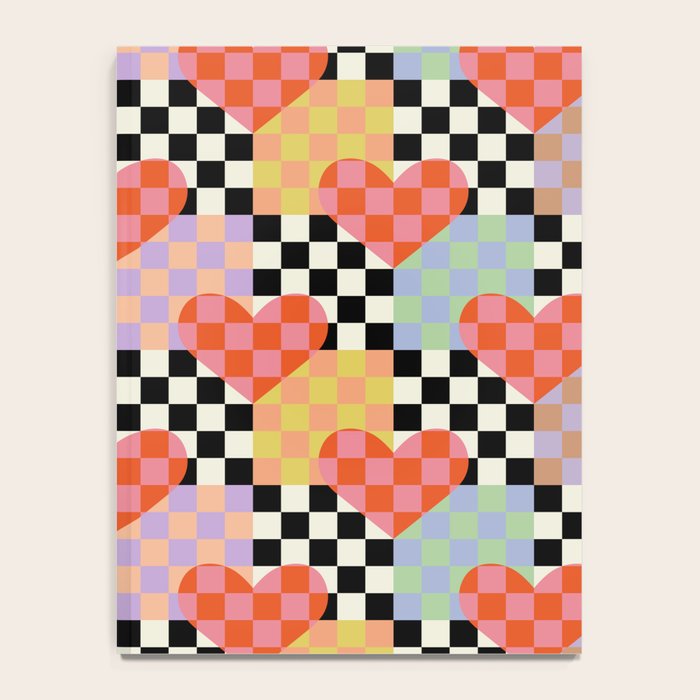 Retro love heart checkered pattern Notebook Gallery Image 4