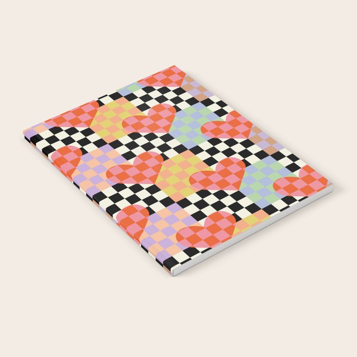 Retro love heart checkered pattern Notebook Gallery Image 2
