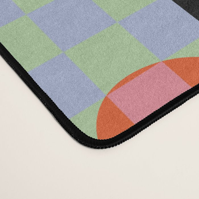 Retro love heart checkered pattern Desk Mat Gallery Image 4