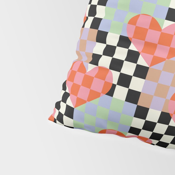 Retro love heart checkered pattern Pillow Sham Gallery Image 4