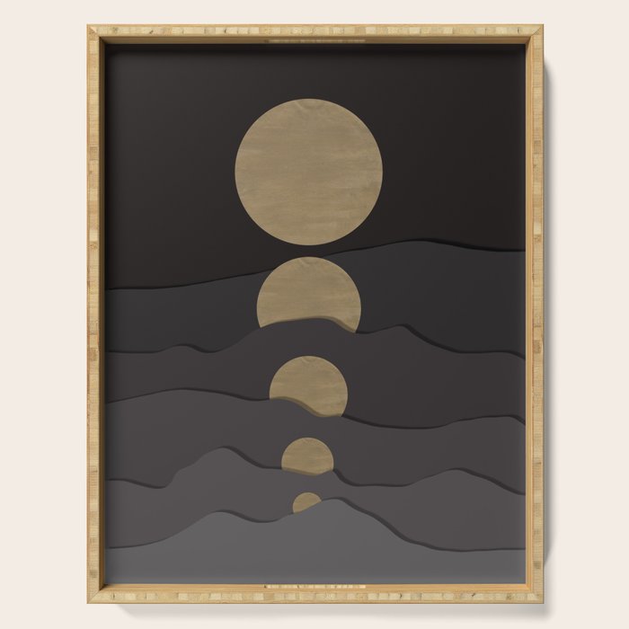 Golden moon phases  Serving Tray Gallery Image 1