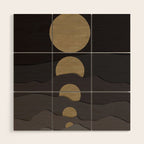 Golden moon phases  Wood Wall Art Gallery Image 1