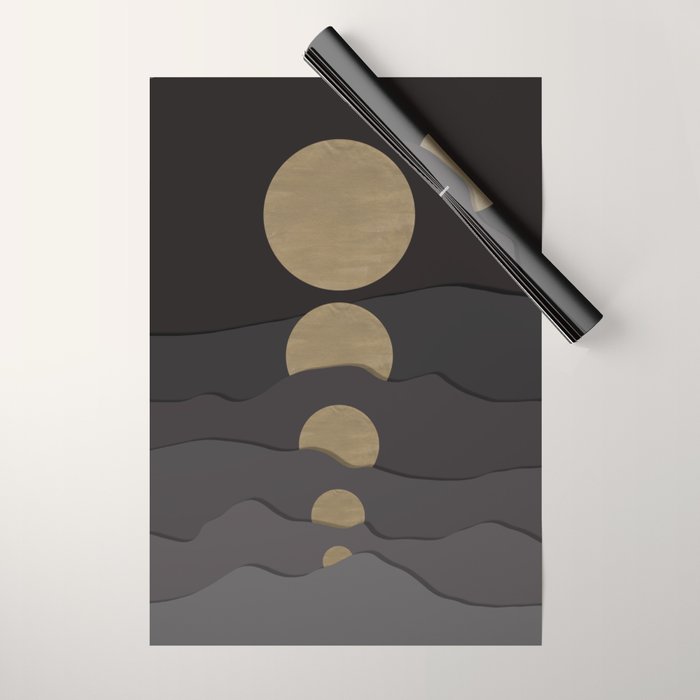 Golden moon phases  Wrapping Paper Gallery Image 1