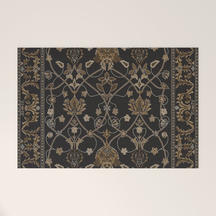 Antique Oriental Persian Floral by William Morris Welcome Mat Gallery Image 1