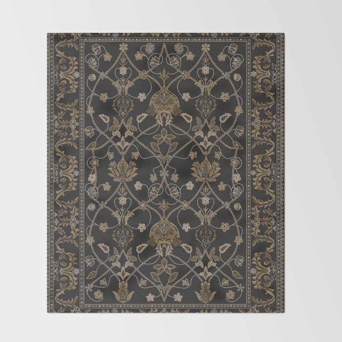 Antique Oriental Persian Floral by William Morris Throw Blanket Gallery Image 2