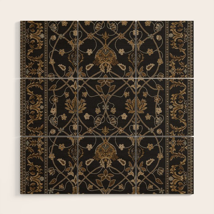 Antique Oriental Persian Floral by William Morris Wood Wall Art Gallery Image 1