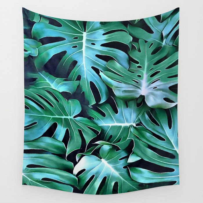 Monstera leaves Wall Tapestry