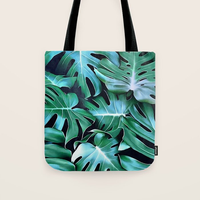 Monstera leaves Tote Bag Gallery Image 1