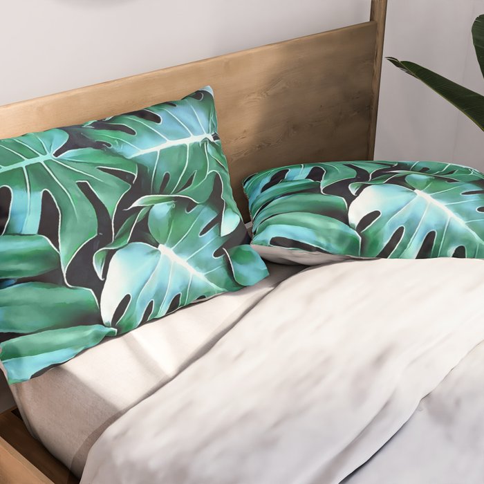 Monstera leaves Pillow Sham Gallery Image 2