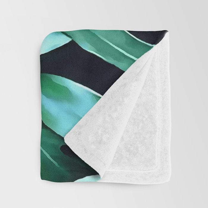 Monstera leaves Throw Blanket Gallery Image 3