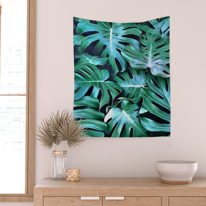Monstera leaves Wall Tapestry Gallery Image 2