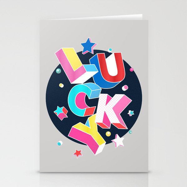 LUCKY Typography Stationery Card Gallery Image 2