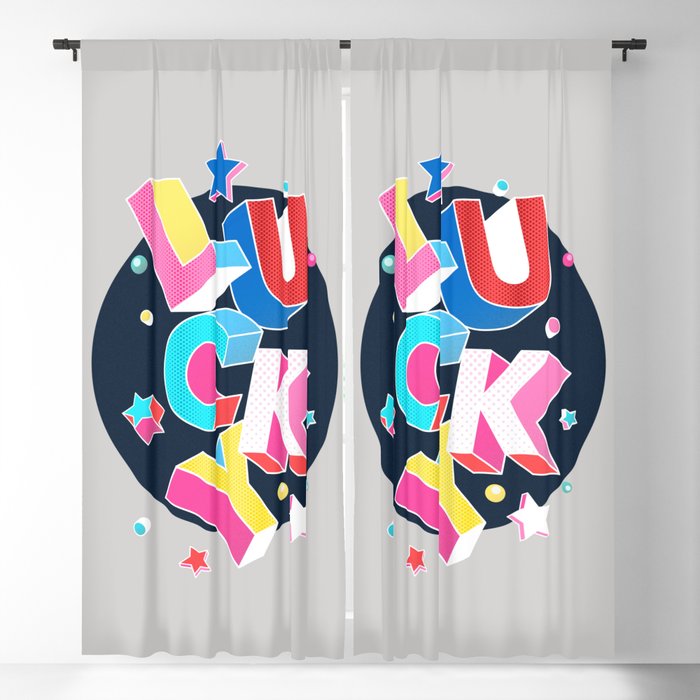LUCKY Typography Window Curtain Gallery Image 1
