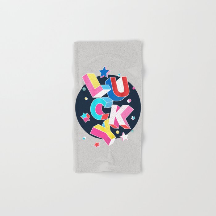 LUCKY Typography Bath Towel Gallery Image 1