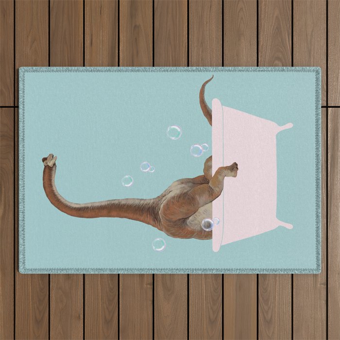 Brachiosaurus in Bathtub Outdoor Rug Gallery Image 1