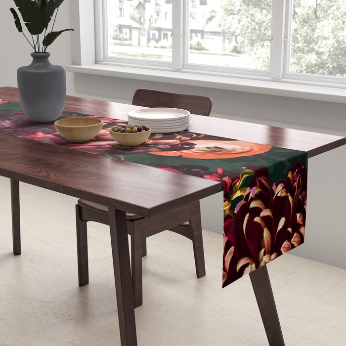 Vintage & Shabby Chic  - Fall Lush Botanical Midnight Garden Table Runner Gallery Image 2