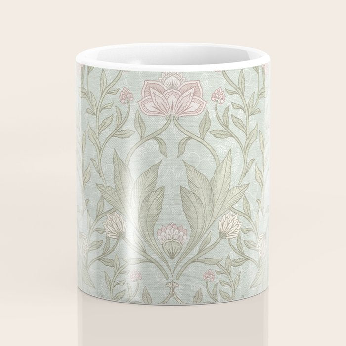 Ivy Morris Sage Green Floral Damask with Climbing Vines Coffee Mug Gallery Image 4