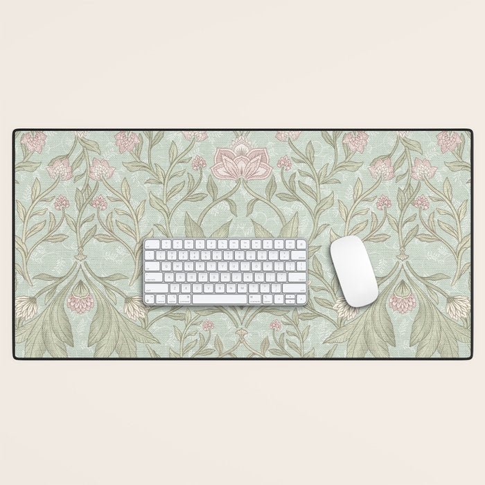 Ivy Morris Sage Green Floral Damask with Climbing Vines Desk Mat Gallery Image 1