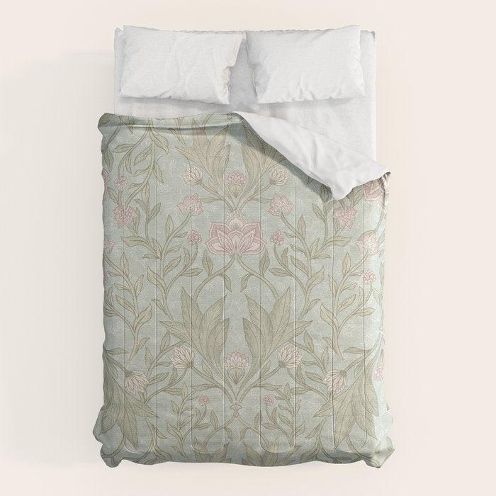 Ivy Morris Sage Green Floral Damask with Climbing Vines Comforter Gallery Image 6