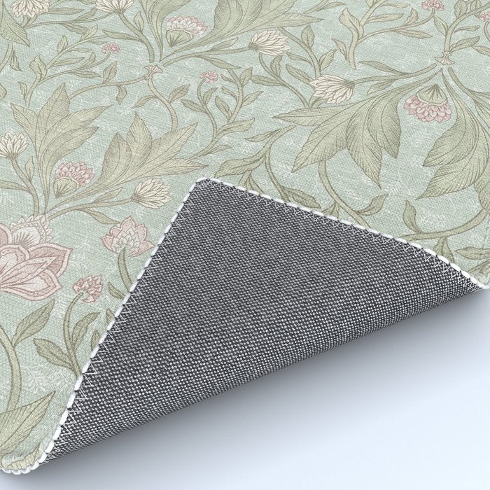 Ivy Morris Sage Green Floral Damask with Climbing Vines Rug Gallery Image 4