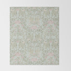 Ivy Morris Sage Green Floral Damask with Climbing Vines Throw Blanket Gallery Image 2