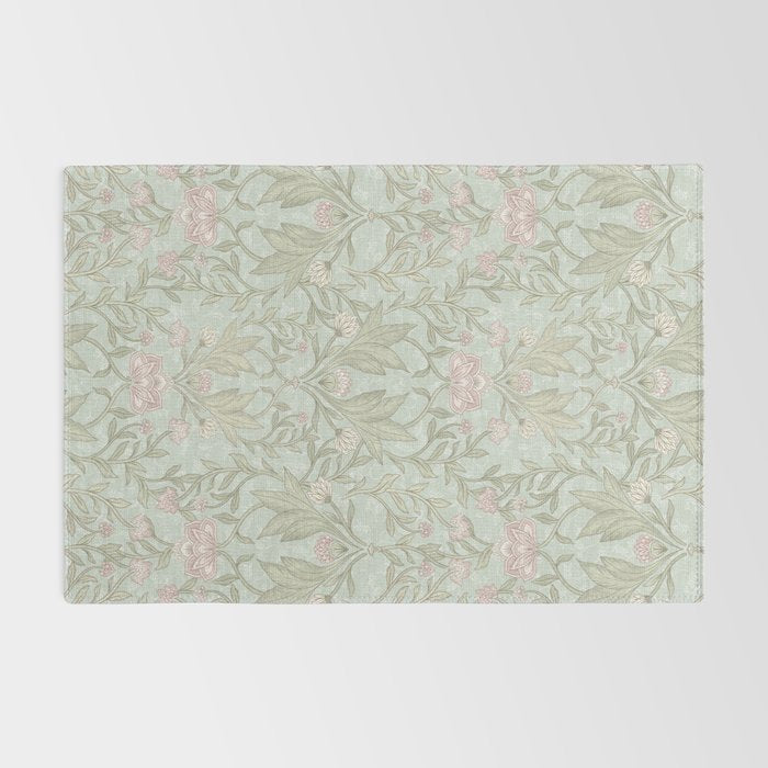 Ivy Morris Sage Green Floral Damask with Climbing Vines Rug Gallery Image 2