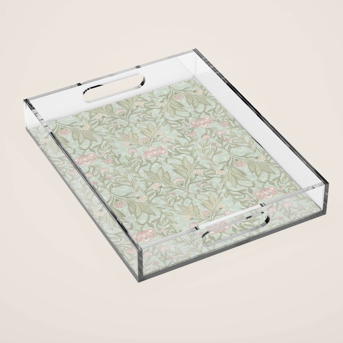 Ivy Morris Sage Green Floral Damask with Climbing Vines Acrylic Tray Gallery Image 1