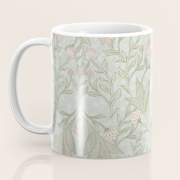 Ivy Morris Sage Green Floral Damask with Climbing Vines Coffee Mug Gallery Image 3