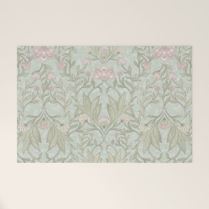 Ivy Morris Sage Green Floral Damask with Climbing Vines Welcome Mat Gallery Image 1