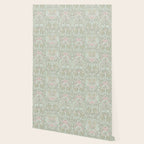 Ivy Morris Sage Green Floral Damask with Climbing Vines Wallpaper Gallery Image 2