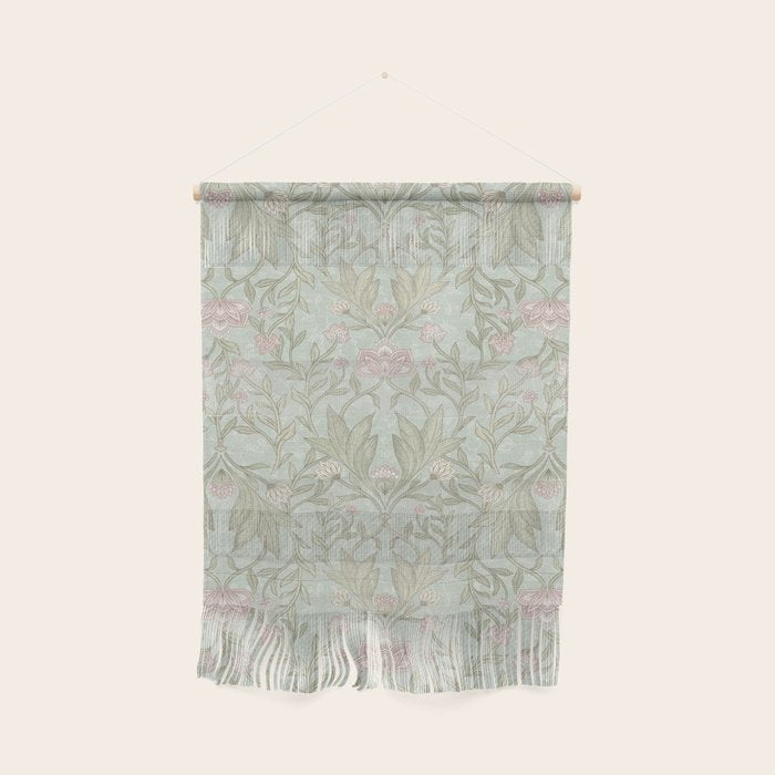 Ivy Morris Sage Green Floral Damask with Climbing Vines Wall Hanging Gallery Image 1