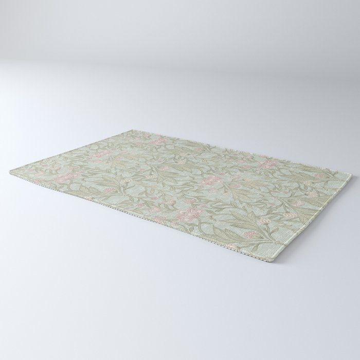Ivy Morris Sage Green Floral Damask with Climbing Vines Rug Gallery Image 3