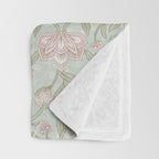 Ivy Morris Sage Green Floral Damask with Climbing Vines Throw Blanket Gallery Image 3