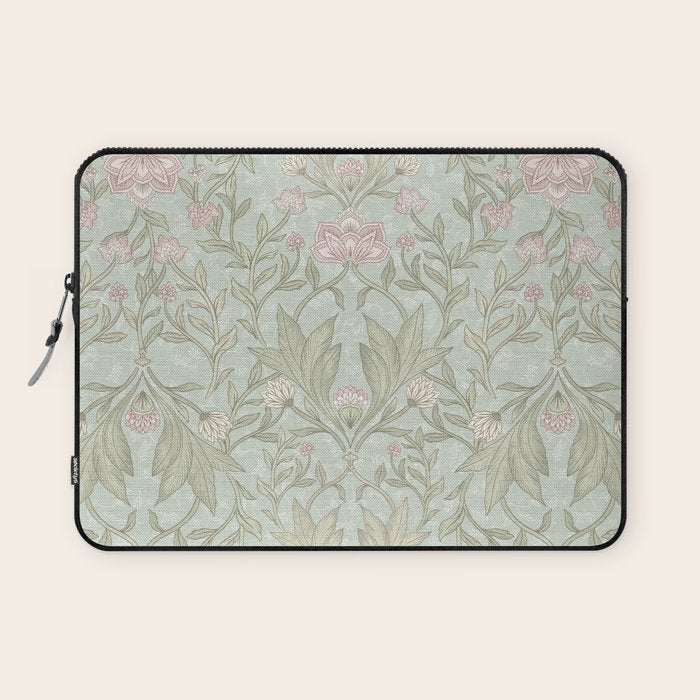 Ivy Morris Sage Green Floral Damask with Climbing Vines Laptop Sleeve Gallery Image 1