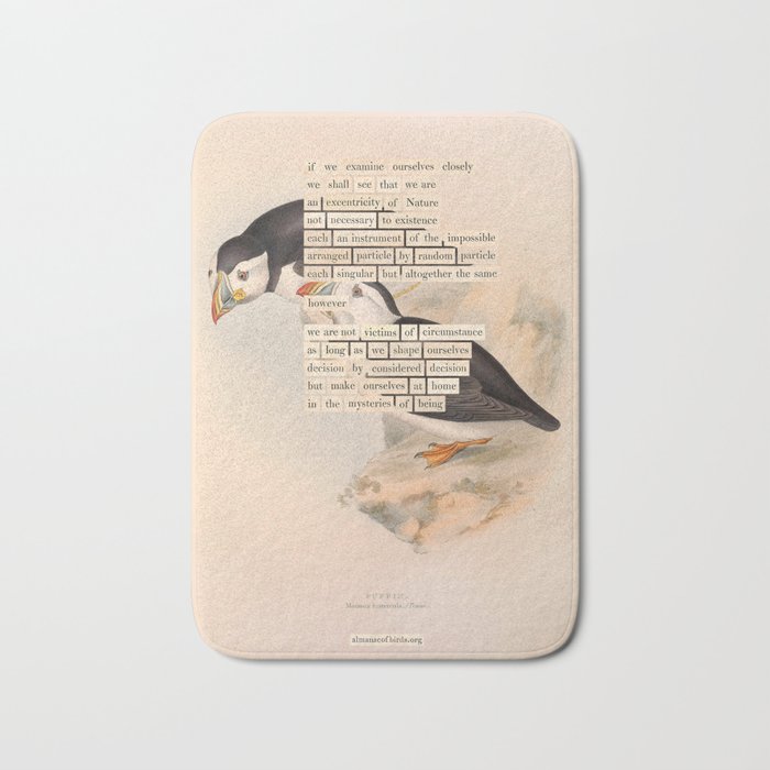 Bird Divinations: Puffin (about: almanacofbirds.org) Bath Mat Gallery Image 1