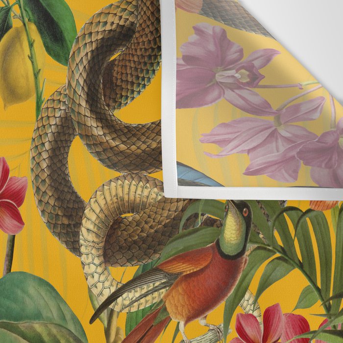 Snake Princess Tropical Jungle Vibes Multicolor Yellow Wall Tapestry Gallery Image 3