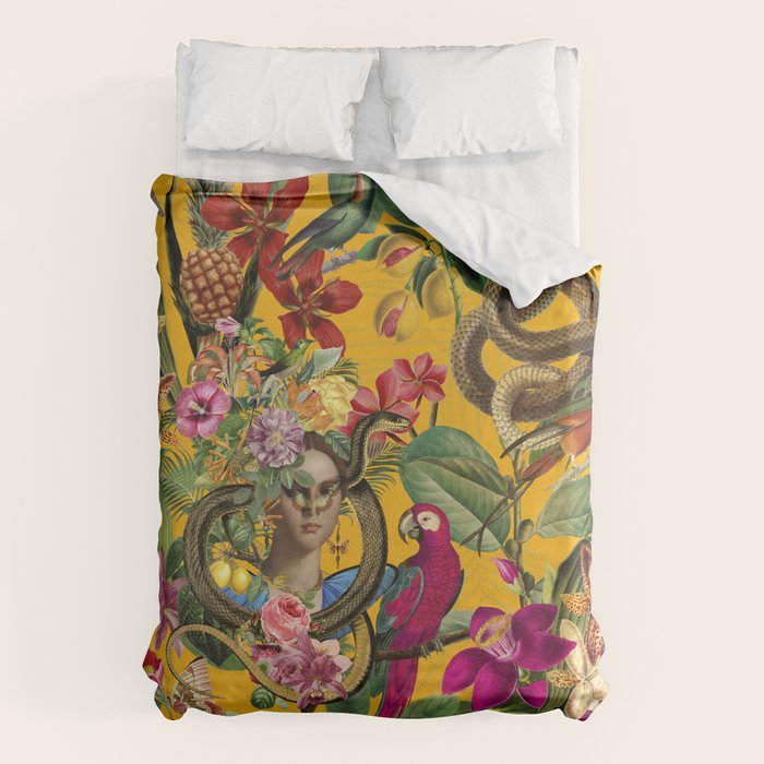 Snake Princess Tropical Jungle Vibes Multicolor Yellow Duvet Cover Gallery Image 6