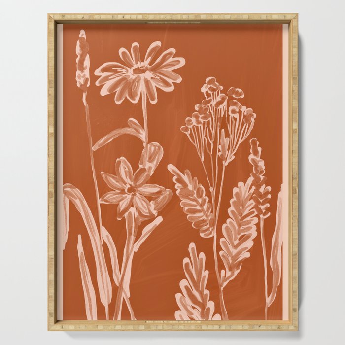 Minimalist wildflowers 2 Serving Tray Gallery Image 1