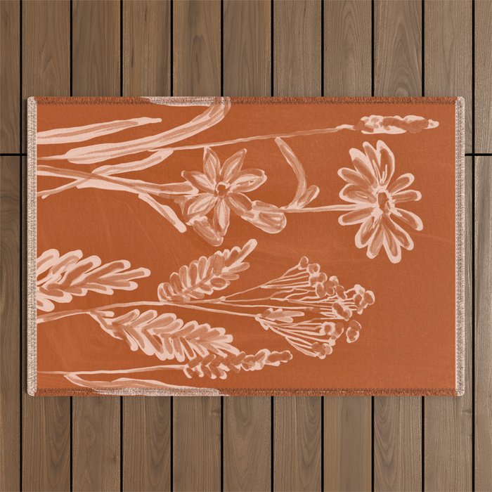 Minimalist wildflowers 2 Outdoor Rug Gallery Image 1