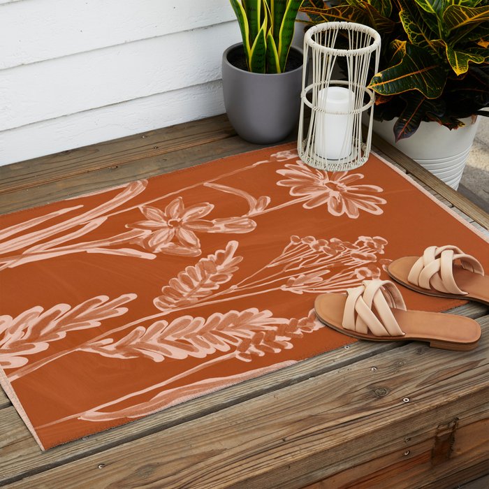 Minimalist wildflowers 2 Outdoor Rug Gallery Image 2