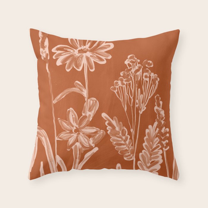 Minimalist wildflowers 2 Throw Pillow Gallery Image 1