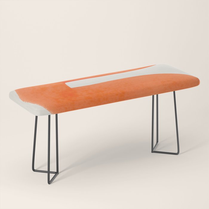 Mid Century Modern Abstract Minimalist Abstract Vintage Retro Orange Watercolor Brush Strokes Bench Gallery Image 1