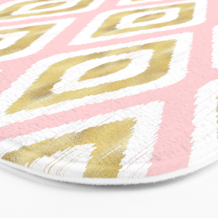 Pink & Gold Ikat Pattern Bath Mat Gallery Image 3