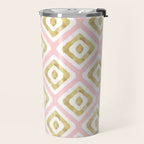 Pink & Gold Ikat Pattern Travel Mug Gallery Image 2