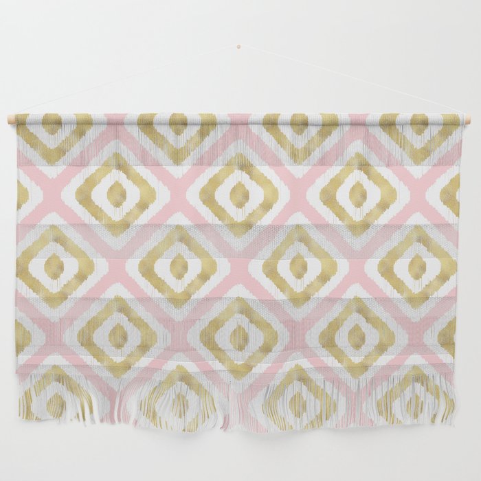 Pink & Gold Ikat Pattern Wall Hanging