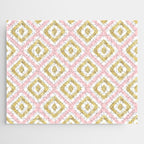 Pink & Gold Ikat Pattern Jigsaw Puzzle Gallery Image 1