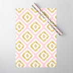 Pink & Gold Ikat Pattern Wrapping Paper Gallery Image 1