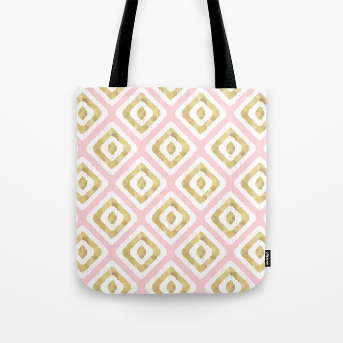 Pink & Gold Ikat Pattern Tote Bag Gallery Image 1
