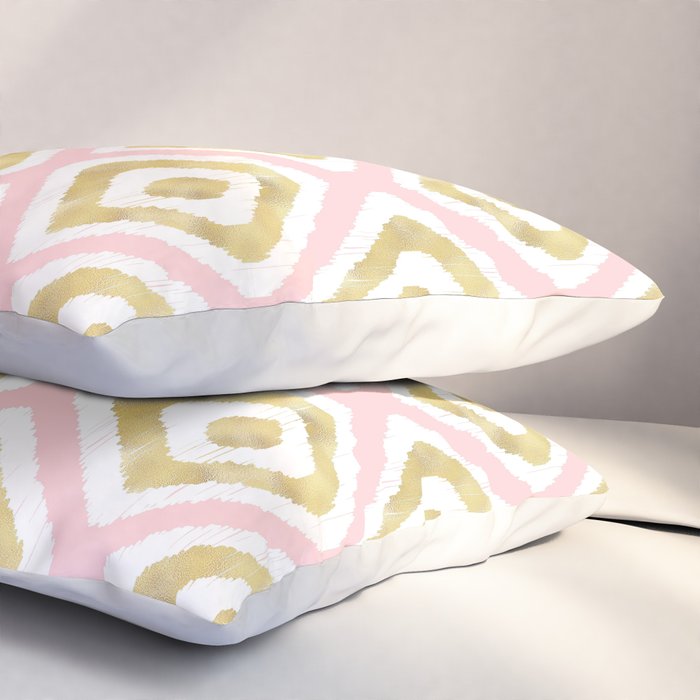 Pink & Gold Ikat Pattern Pillow Sham Gallery Image 3