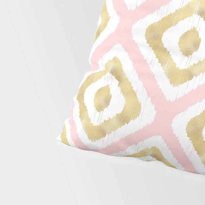 Pink & Gold Ikat Pattern Pillow Sham Gallery Image 4